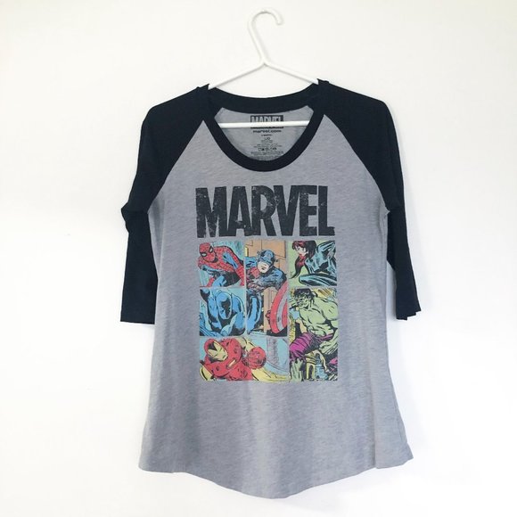 Marvel long sleeve graphic tee Baseball style t-shirt women’s size large - Picture 2 of 5